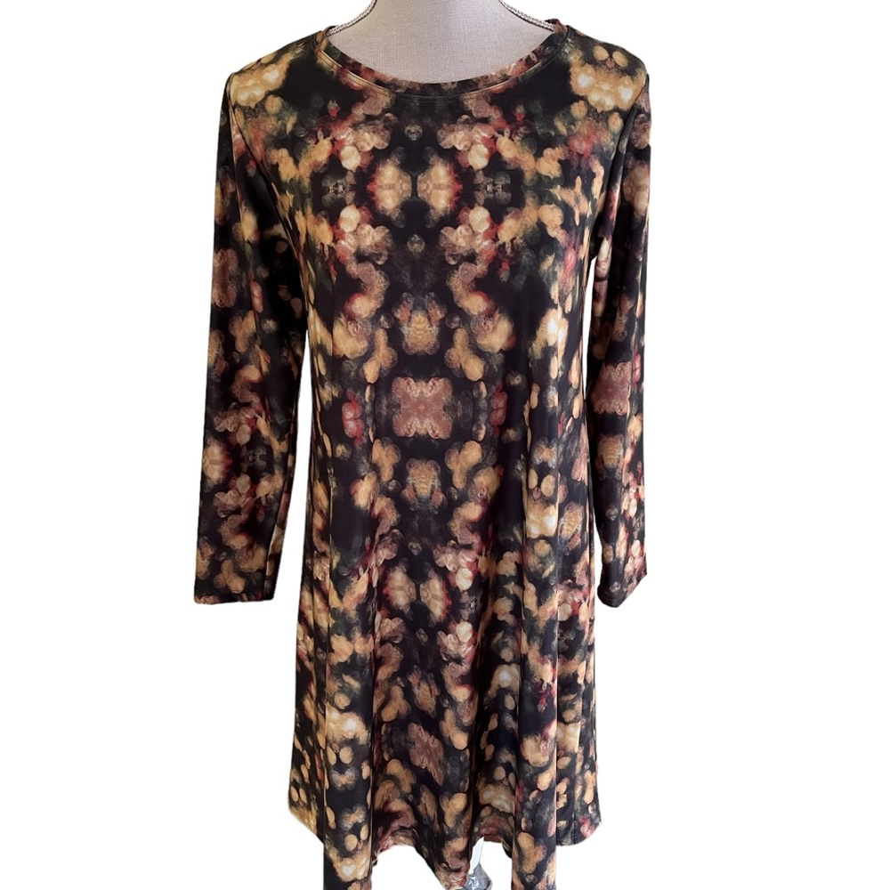 Niche "Eyes Wide Knit" Long Sleeve Swing Dress S